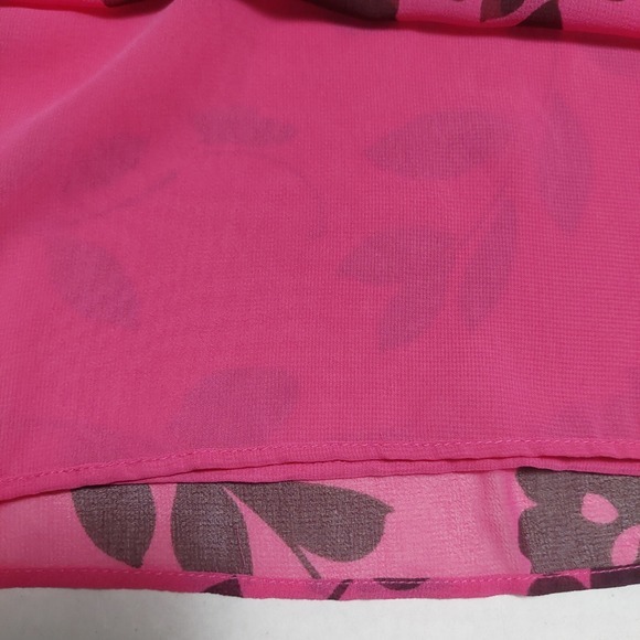 Ann Taylor Womens Med Semi Sheer Blouse‎ Dressy Lined Short Bell Sleeves Floral - Picture 6 of 8